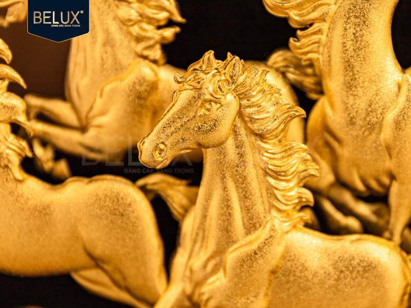 Tranh Bát Mã Dát Vàng 24k 39x30cm